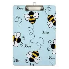 Bee Acrylic Clipboard Cute Pattern Decorative Clipboards Profile Metal Clip Standard for Teacher Student Study Lawyer and Nurse