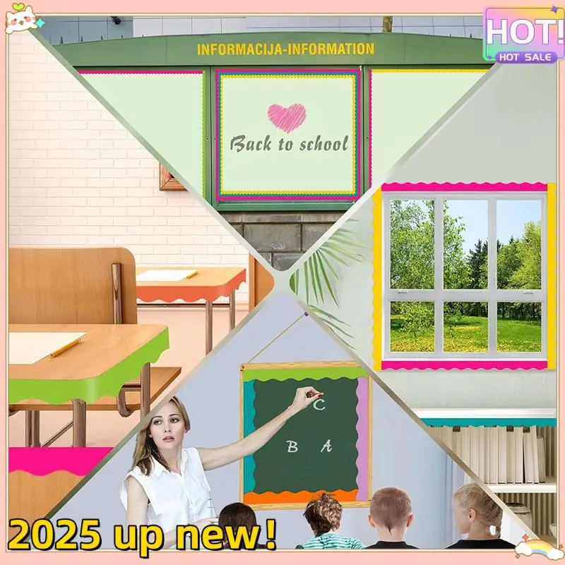 6 Rolls 198 Ft Bulletin Board Borders For Classroom, Paper Roll Scalloped Borders,For Classroom Decor, Home Decor, Party Durable