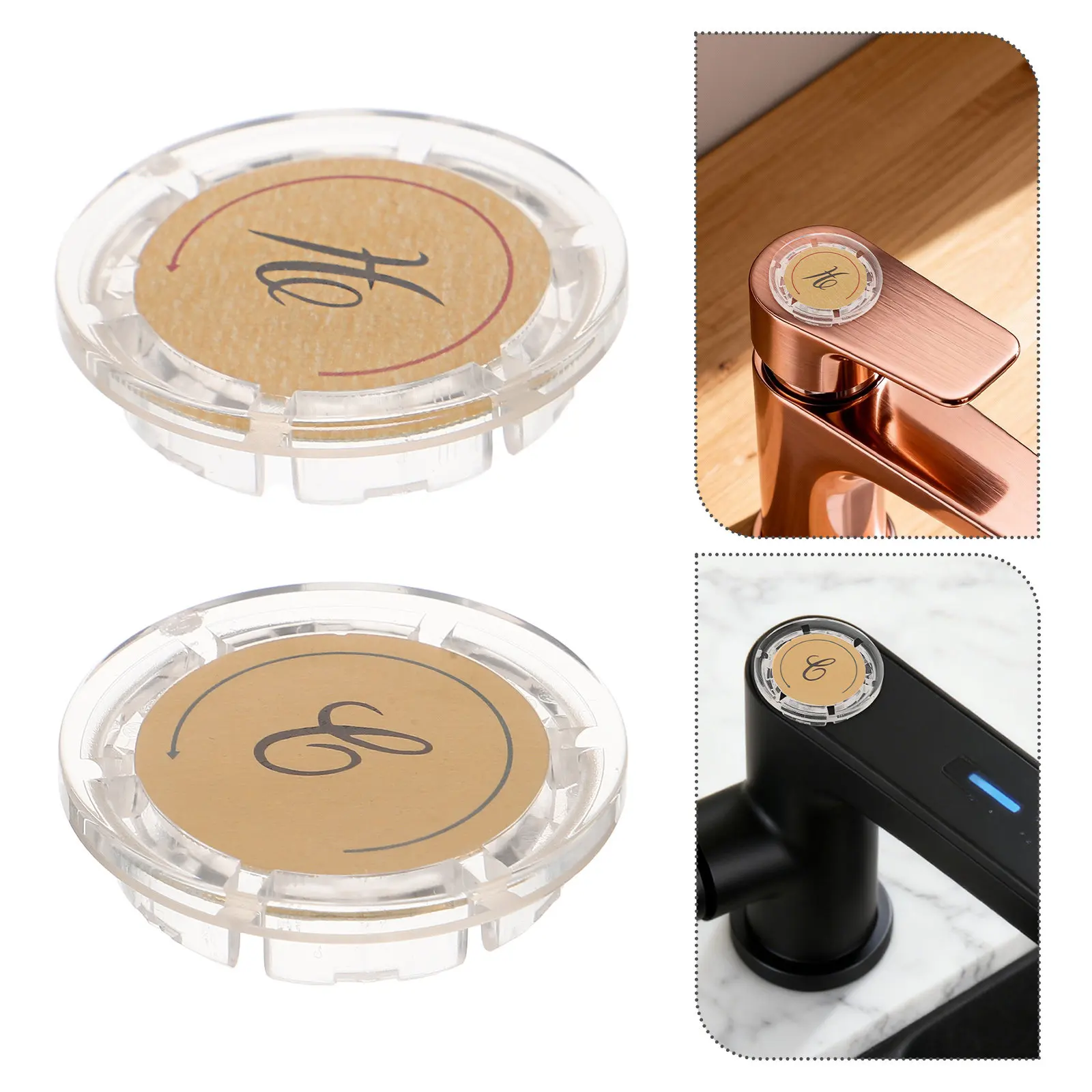 

4Pairs Bathroom Faucet Handle Emblem Hot Cold Indicator Buttons Decorative Tap Knob Cover Inserts Universal Shower Valve Handle