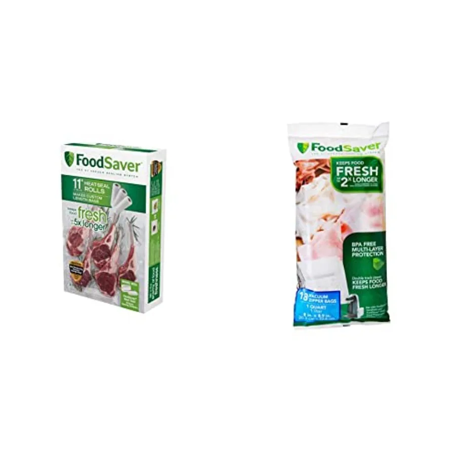 

Vacuum Sealer Bags Rolls and Quart Bags for Custom Fit Airtight Food Storage