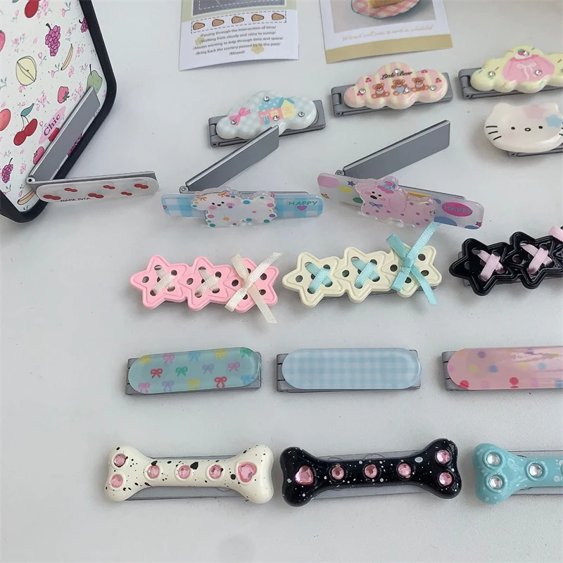 Korea Cute Cartoon Star Puppy Bow Phone Grip Tok Griptok Holder Girl Folding Stand For iPhone 15 12 7 Phone Stand Support Holder