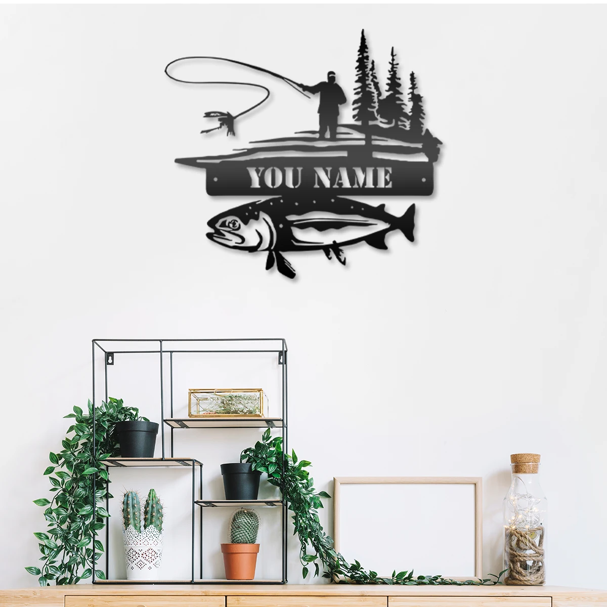 1pc Go fishing flish creative Personalized name Iron Wall Signs Metal Wall Plaque For Club Decor