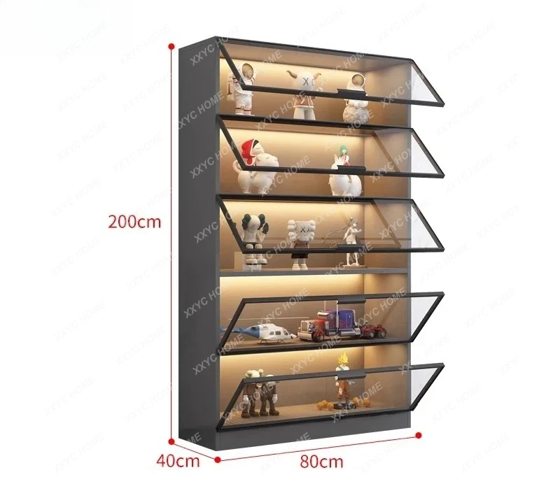Bookcase With Glass Door, Whole Wall Dust-proof Bookshelf, Light Luxury Display Display, Household Living Room view 5