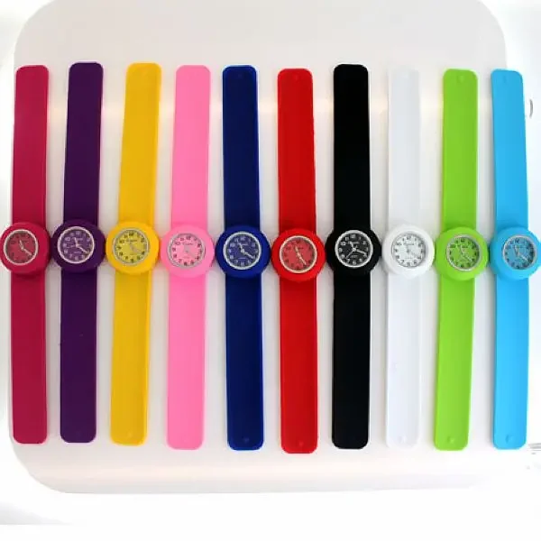 10Pcs Boy Girls Jelly Candy Slap Student Quartz Sports Party Gifts Analog Wristwatch Kids Watches