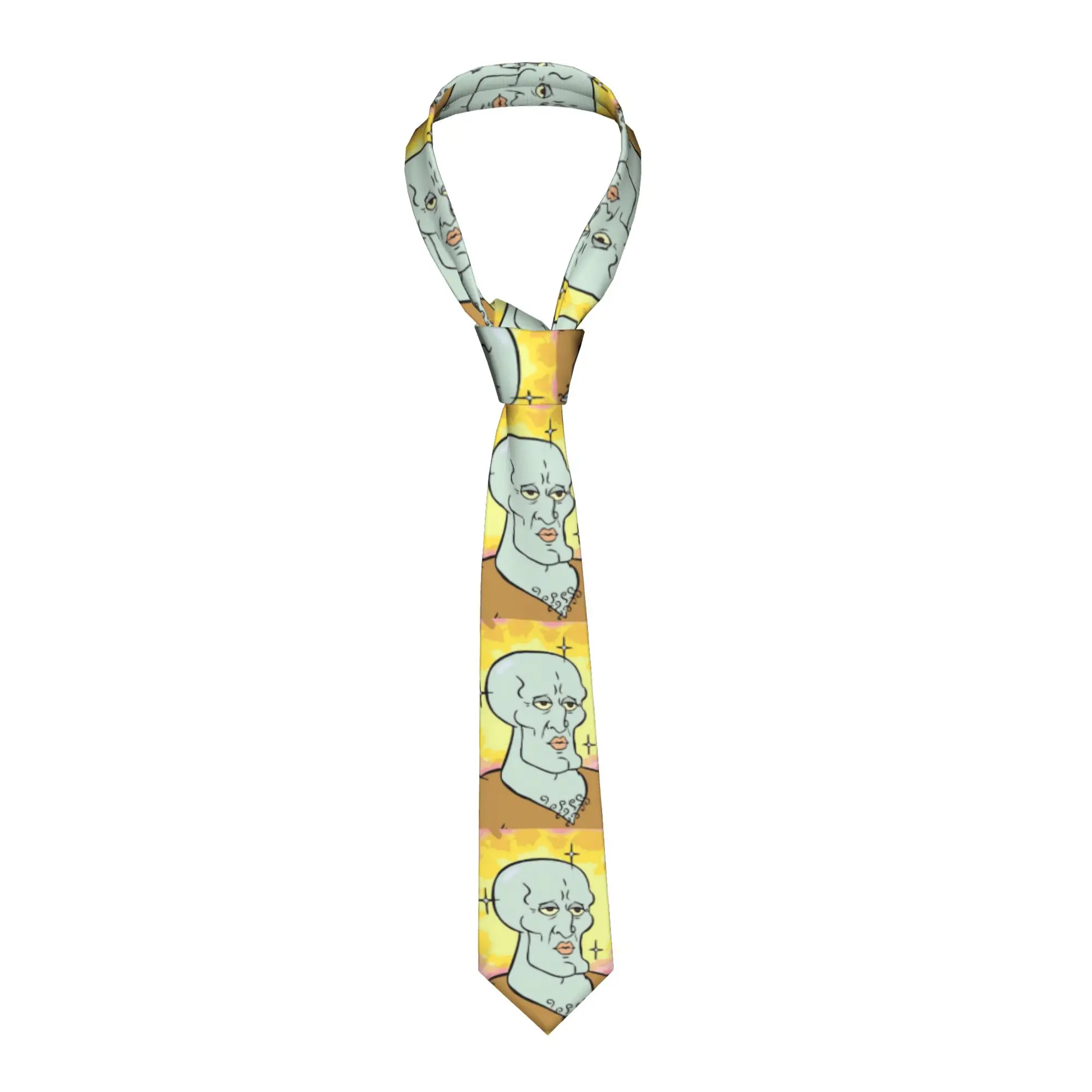 Necktie Handsome S-Squidward Unisex Casual Polyester 8 cm Neck Ties Funny Meme for Men Daily Wear Gravatas Accessories Office