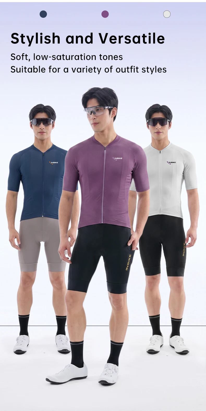INBIKE Radtrikot Sommer Herren Kurzarm Atmungsaktiv Hochelastisch Rennrad-Shirt Schnelltrocknend Feuchtigkeitsableitend Fahrradbekleidung – Detail 7