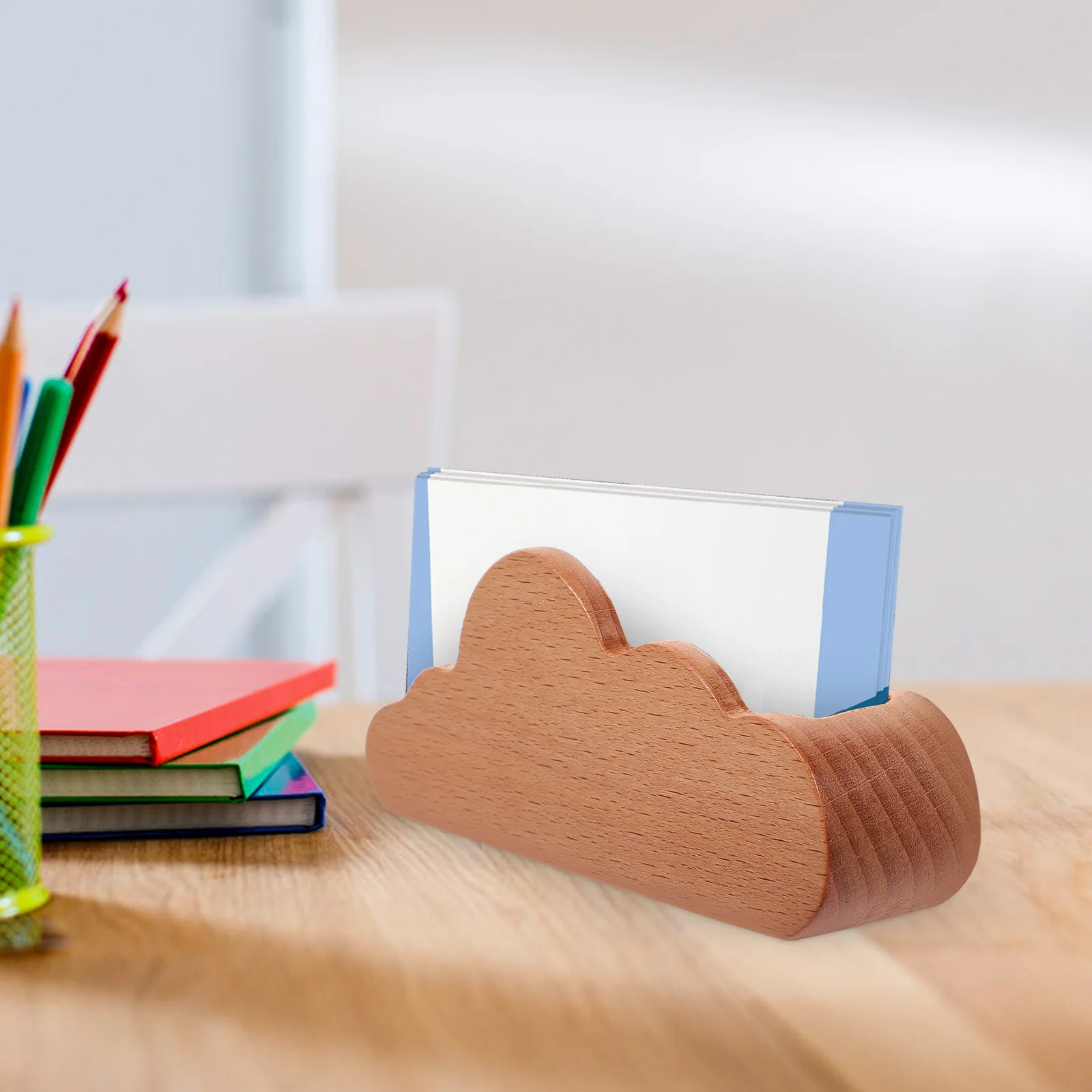 Memorandum Storage Box Cloud Business Card Holder Office Show Rack Display Wooden Aluminum Alloy Base