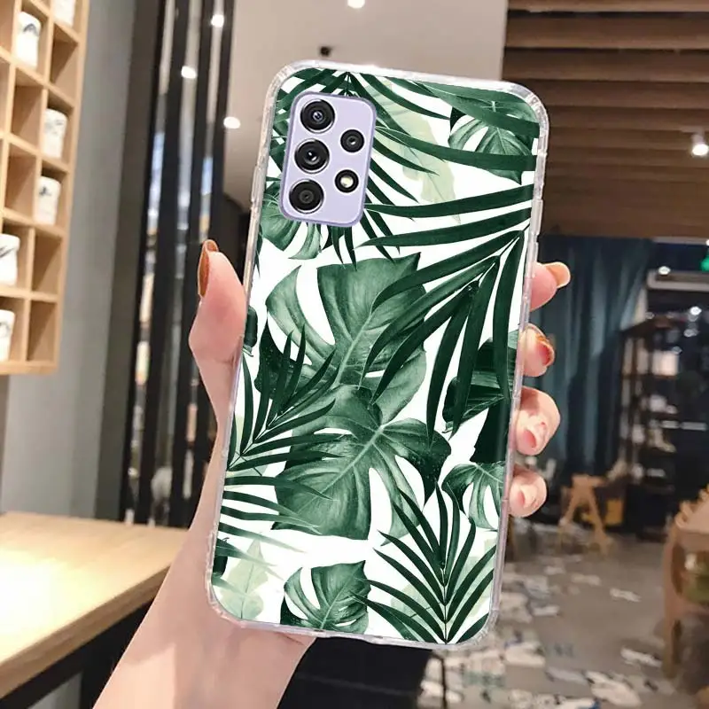 Tropical Floral Botanic Leaves Phone Case Cover For Samsung Galaxy A55 A54 A52 A53 A15 A14 A12 A13 A25 A24 A22 A23 A35 A34 A32 A