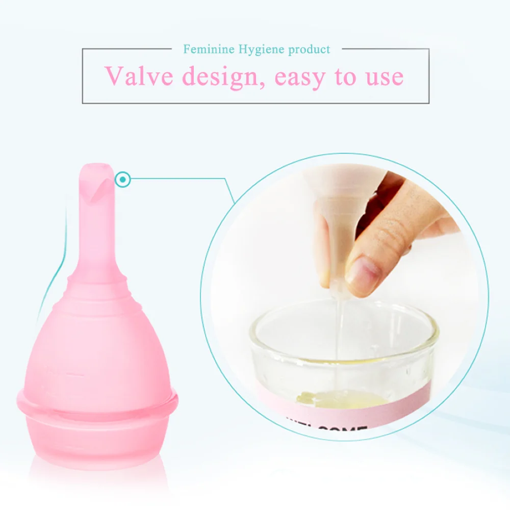 Medical Silicone Menstrual Cup With Drain Valves Menstrual Collector Super Soft Feminine Hygiene Period Cup Anti-side Leakage