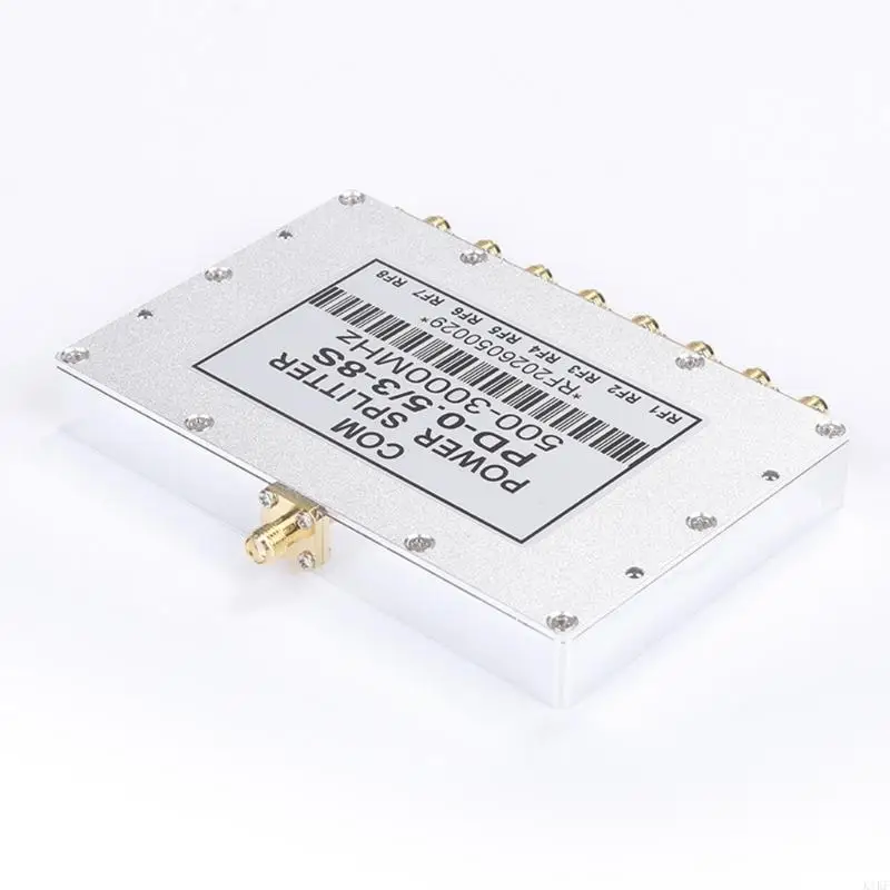 8 Output Microstrip Divider 500-3000MHz with 8 Threaded Female Openings, 50Ω Split Layout and Metal Housing for K1KF