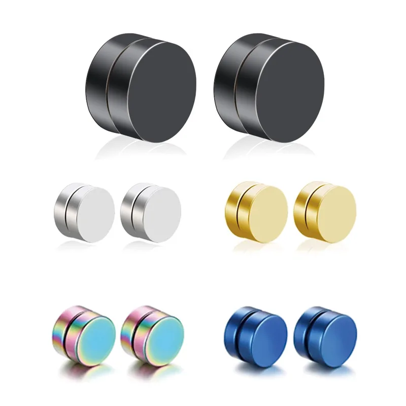 Punk Titanium Steel Men Strong Magnet Magnetic Ear Clip Stud Set No Piercing Earring For Girlfriend Boyfriend Lover Jewelry Gift