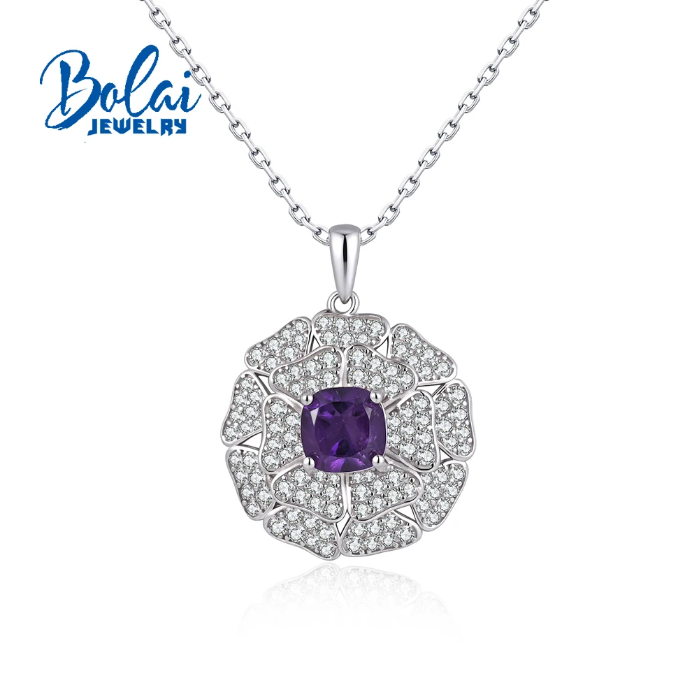 natural Africa Amethyst pendant necklace gorgeous gemstone fine jewelry women's 925 sterling silver anniversary part