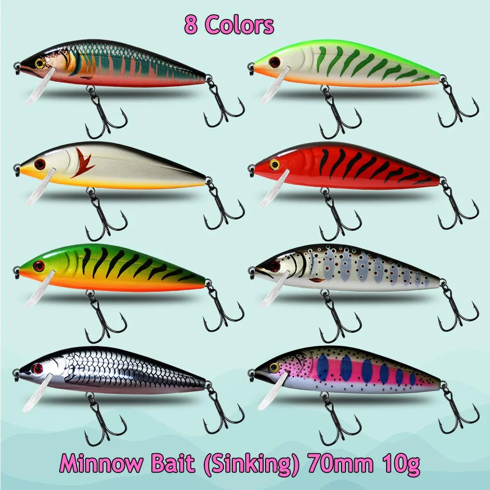 TOP TACKLE INDUSTRIES Sinking Minnow Fishing Lure 7cm 10g Artificial Trout Lure Stream Lake Jerkbait Rockfishing Hard Baits