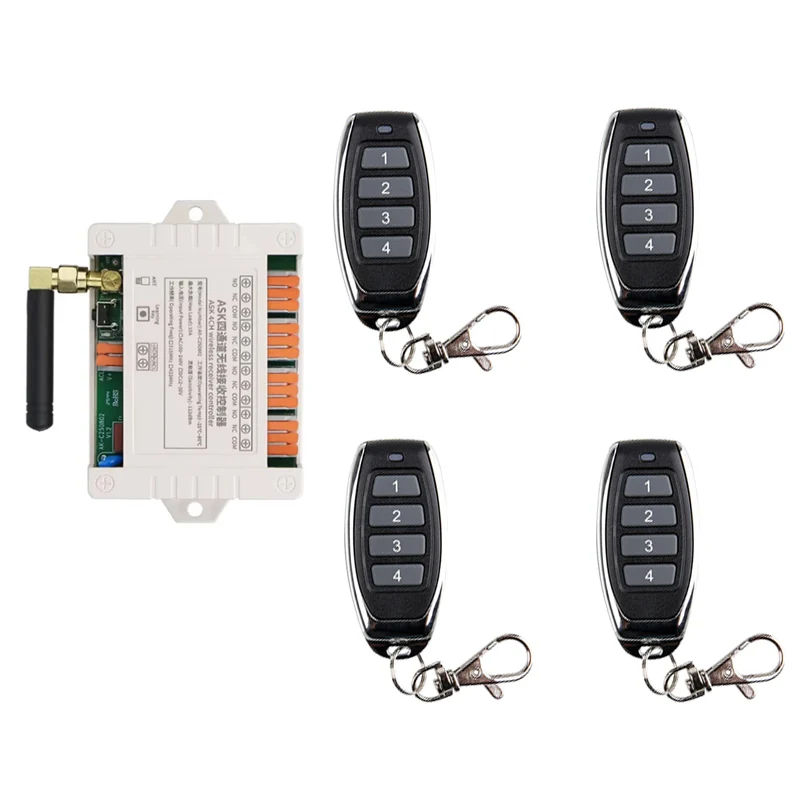 Smart Multiple DC 12V 24V 36V 10A 433MHz 4CH 4 Channel Wireless Relay RF Remote Control Switch Receiver 1234 Transmitter