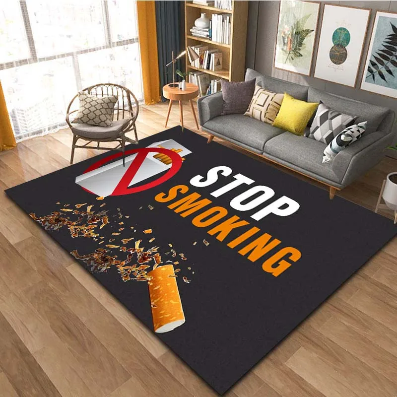 Stop Smoking Creative Living Room Carpet Play Mat Gift Non-slip Bathroom Mat Rug for Bedroom Area Rug Home Bedroom Decor Mat rug