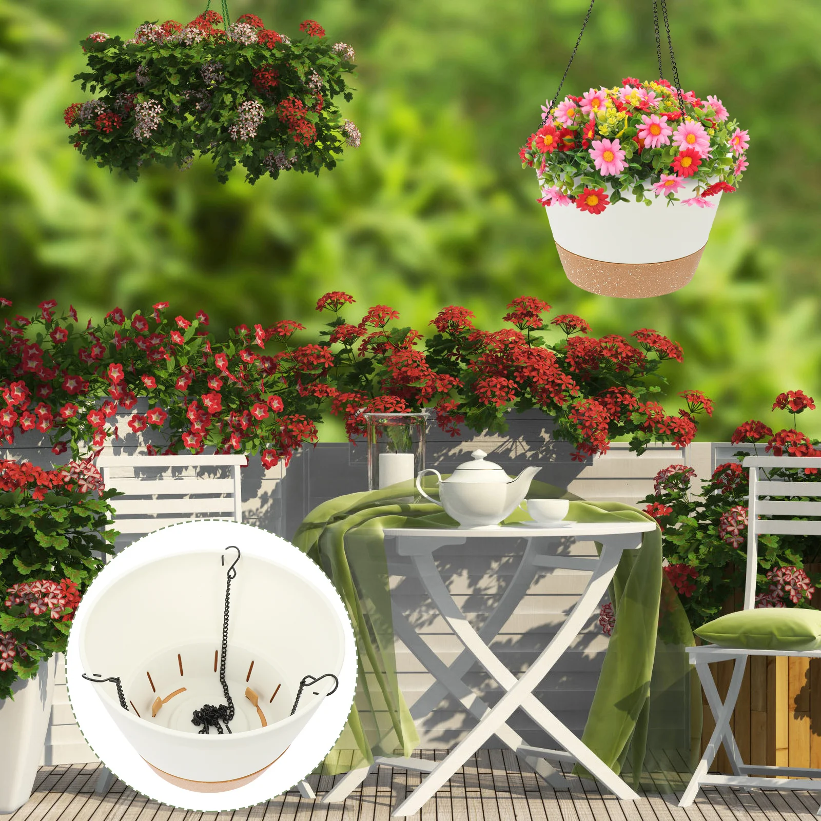 

Подвесной цветочный горшок, балкон, садовый кашпо, пластиковый подвесной контейнер для растений для уличных суккулентов, папорот, хлорофитум