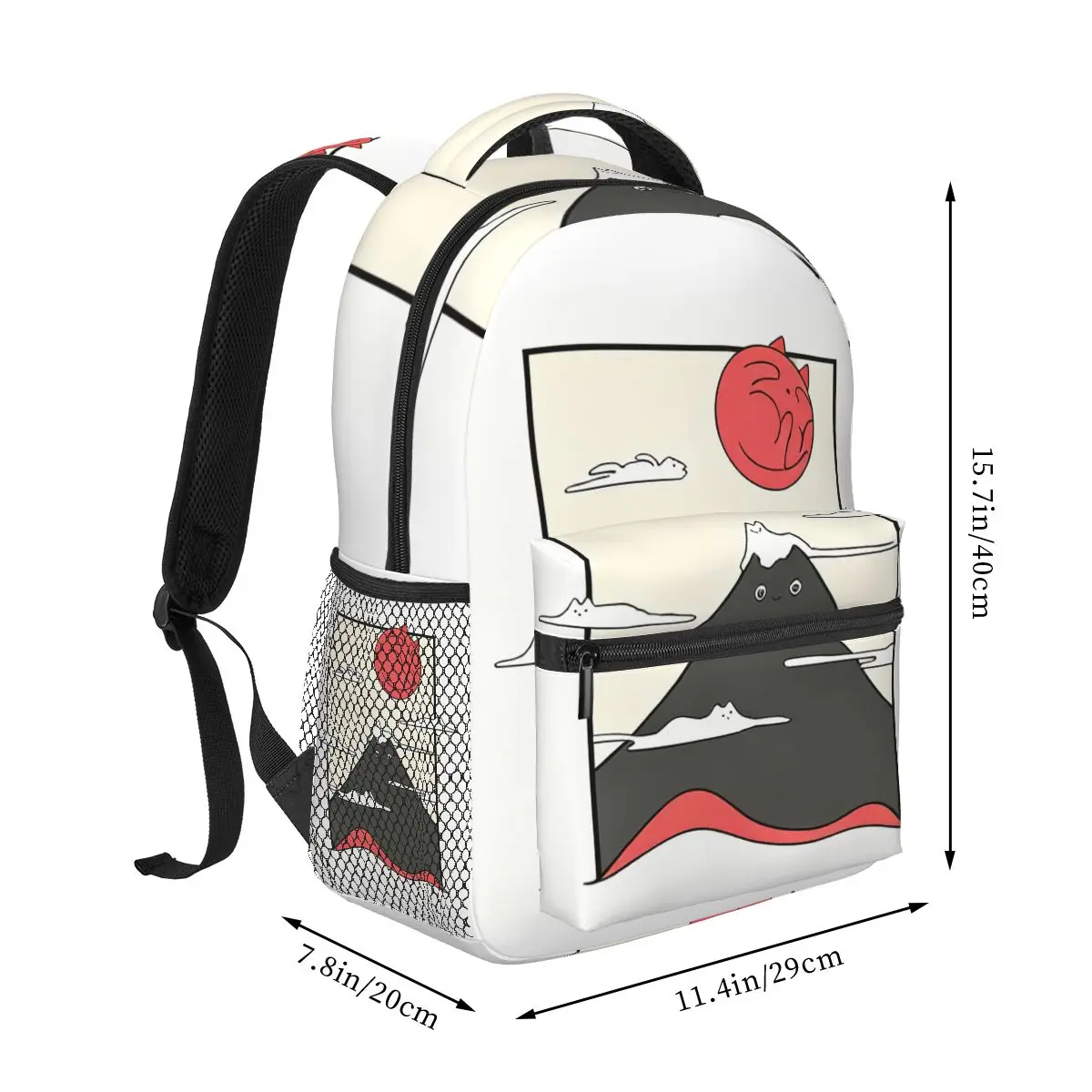Funny Japanese Cat Graphic Student Backpack School Bag Hiking Travel Daypack for Men Women Fashion Bookbag Shoulder Bags