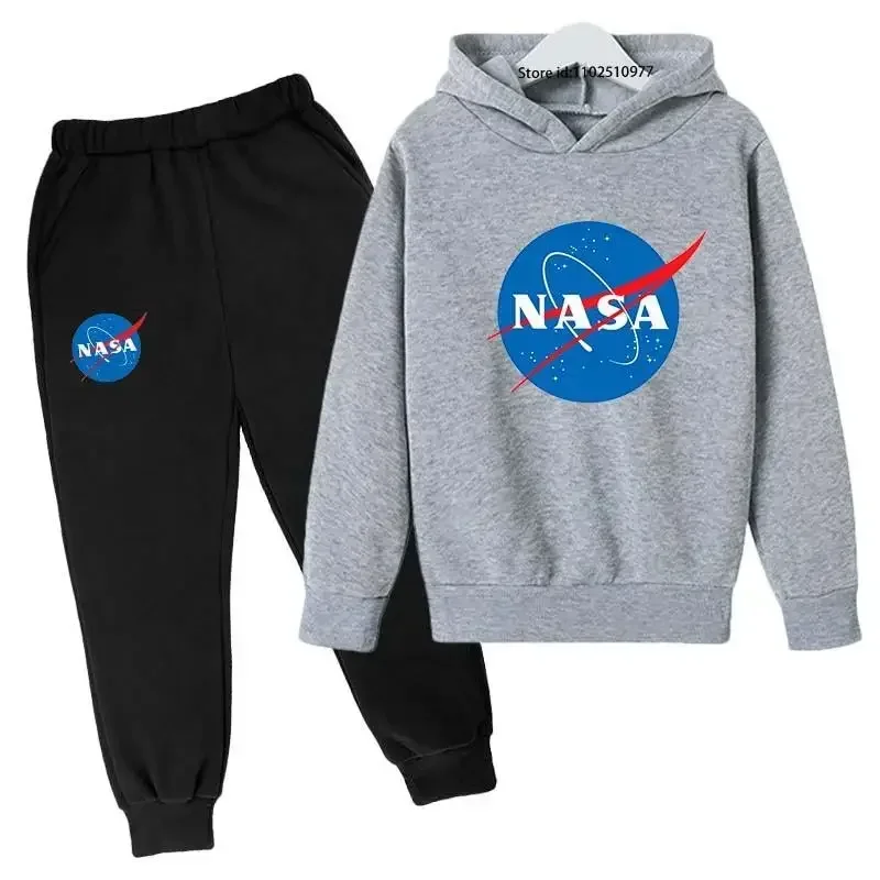 NASA Children\'s Hoodie +Pants Boys Sets Sweatshirt Printing Toddler 3-12 Year Girls Clothing Leisure Coat Spring Trend Outfits