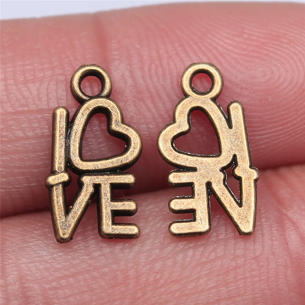 

40pcs 14.5x7.7mm 2 Colors Antique Silver Color Antique Bronze Color Love Charms Handmade Jewelry Making Accessories