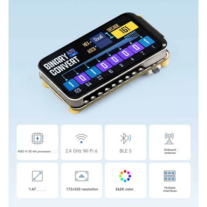 ESP32 C6 1.47Inch Display Development Board 172×320 With RGB Light SD Card Slot Supports Wifi Bluetooth