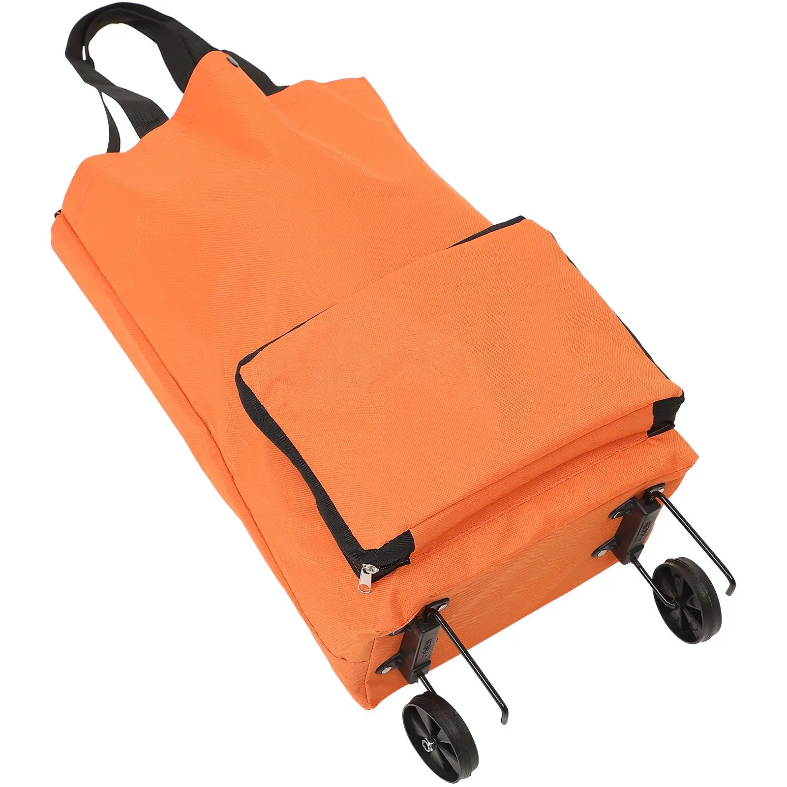 

Tote Bags Tug Large Shopping with Wheel Car Foldable Reusable Grocery Orange Folding