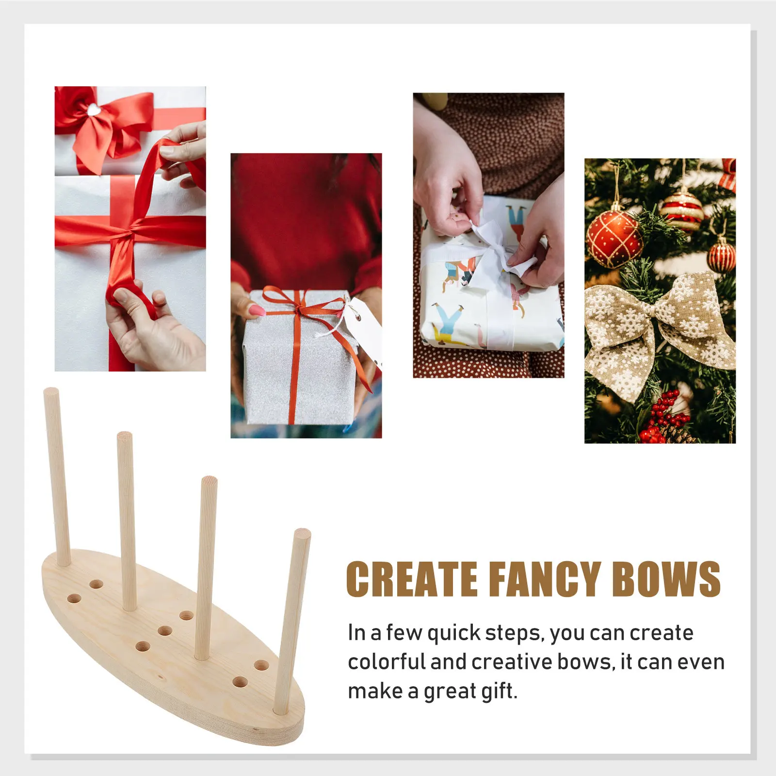 1Set Wooden Bow Maker Tool for DIY Ribbon Bows Pom Pom Beads Craft Accessory Bowknot Making Device Bow Fixing Tool