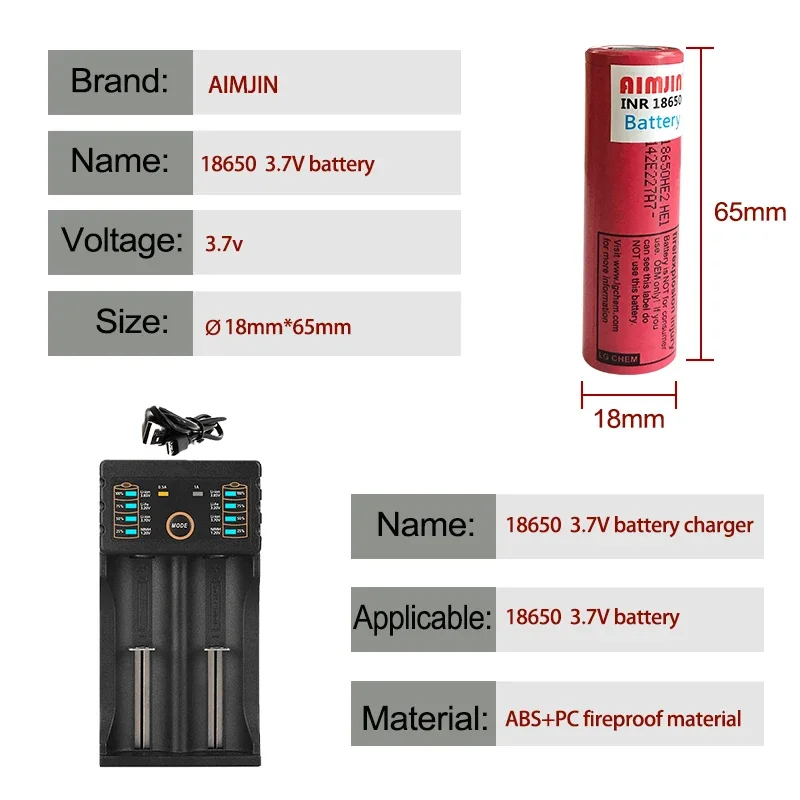 18650HE2 3.7โวลต์2500มิลลิเธียมแบตเตอรี่โทรศัพท์แบบชาร์จไฟได้สำหรับคอมพิวเตอร์ของเล่นพัดลมแล็ปท็อปโคมไฟแบตสำรองไฟฉายฯลฯ