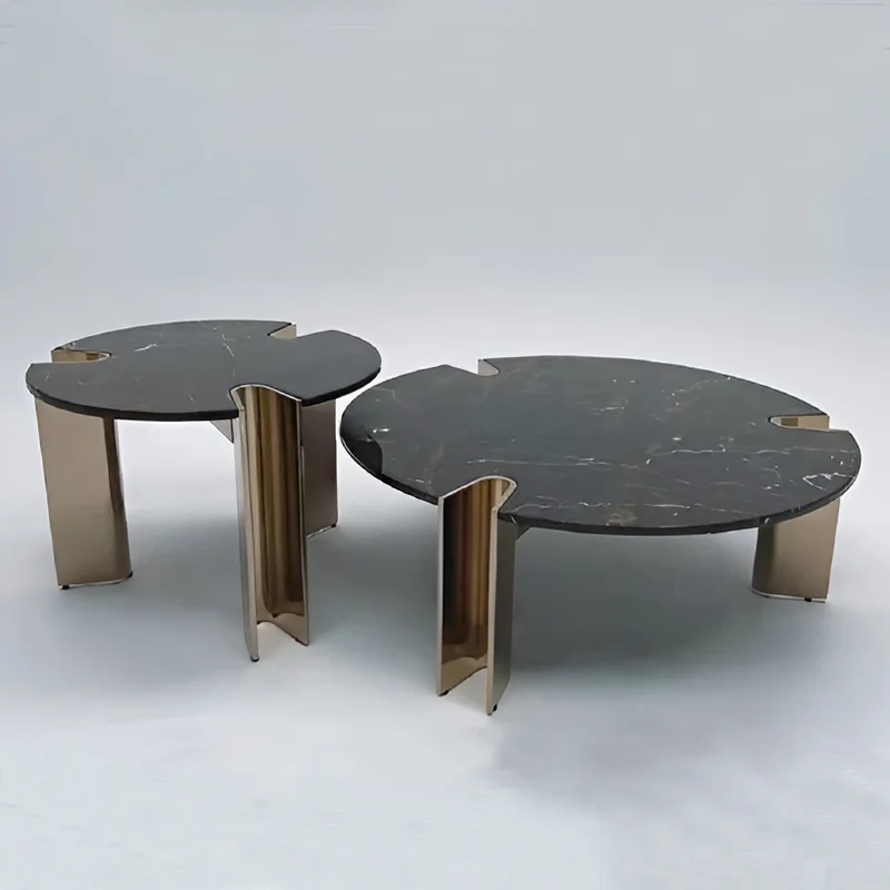 Modern Living Room Furniture Center Coffee Table Stainless Steel Metal Iron Unique Custom Coffee Table Marble Coffee Table Set