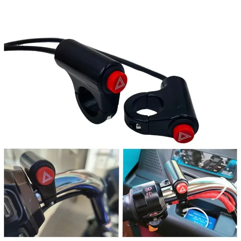 Universal CNC Aluminum Motorcycle Hazard & Turn Signal Switch 22mm Handlebar Mount