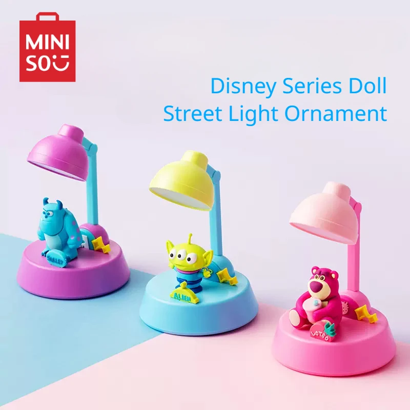 Miniso Disney Lotso Sulley Puppe Straßen laterne Kawaii Anime Nachttisch Dekoration nach Hause Weihnachts geschenk Kinderspiel zeug