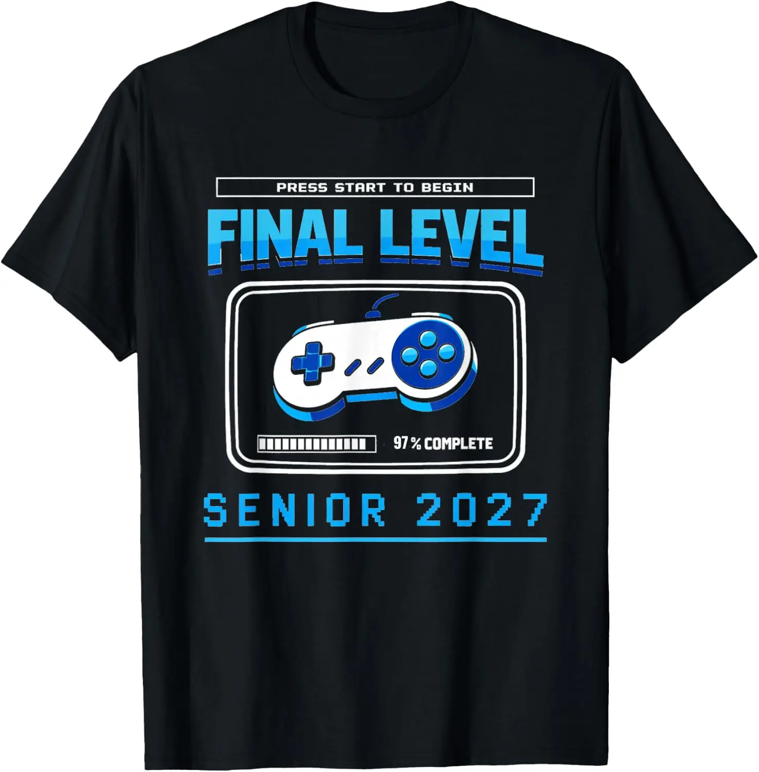 Class Of 2027 Senior T-Shirt Summer short-sleeved breathable sweat-wicking versatile fashion T-shirt for back-to-school season, unisex, Y2K Fashionable Cartoon Anime