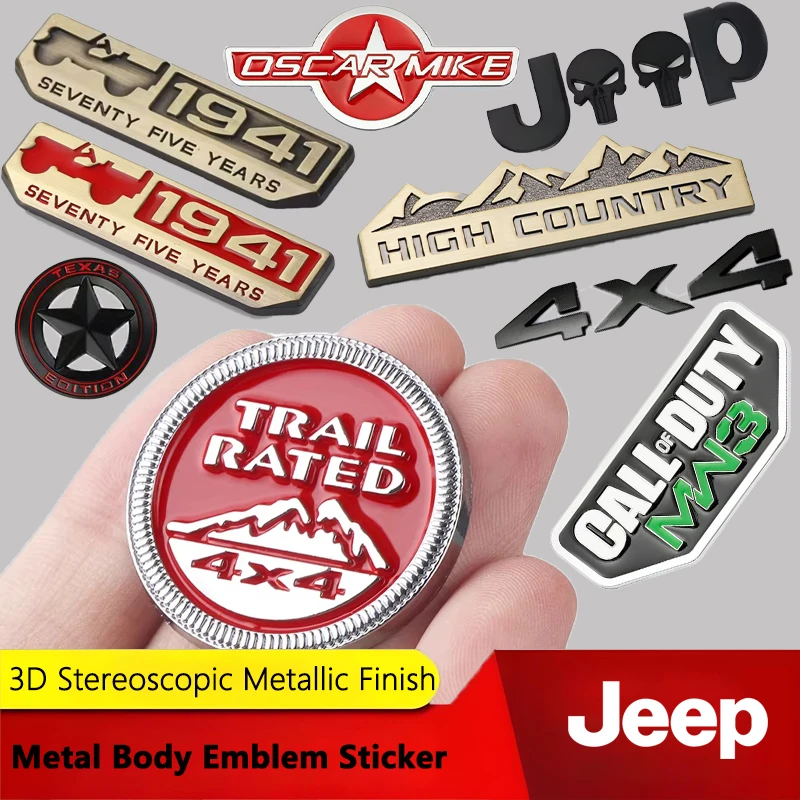 Adesivos de metal 3d para porta-malas de carro, emblema para jeep wrangler rubicon renegado compass grand cherokee patriot liberty gladiador jk