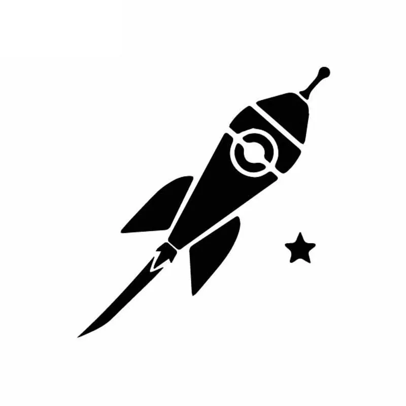 Cute Rocket Decals In The Universe High Quality Car Window Decoration Personalized Pvc Waterproof Decals Black/white, 15cm*15cm