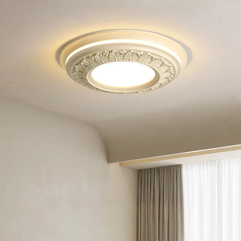 French Retro Artistic Resin Relief Ceiling Lamps Bedroom High-end Palace Style Fixtures Bedroom Villa Study Cafe Ceiling Lights