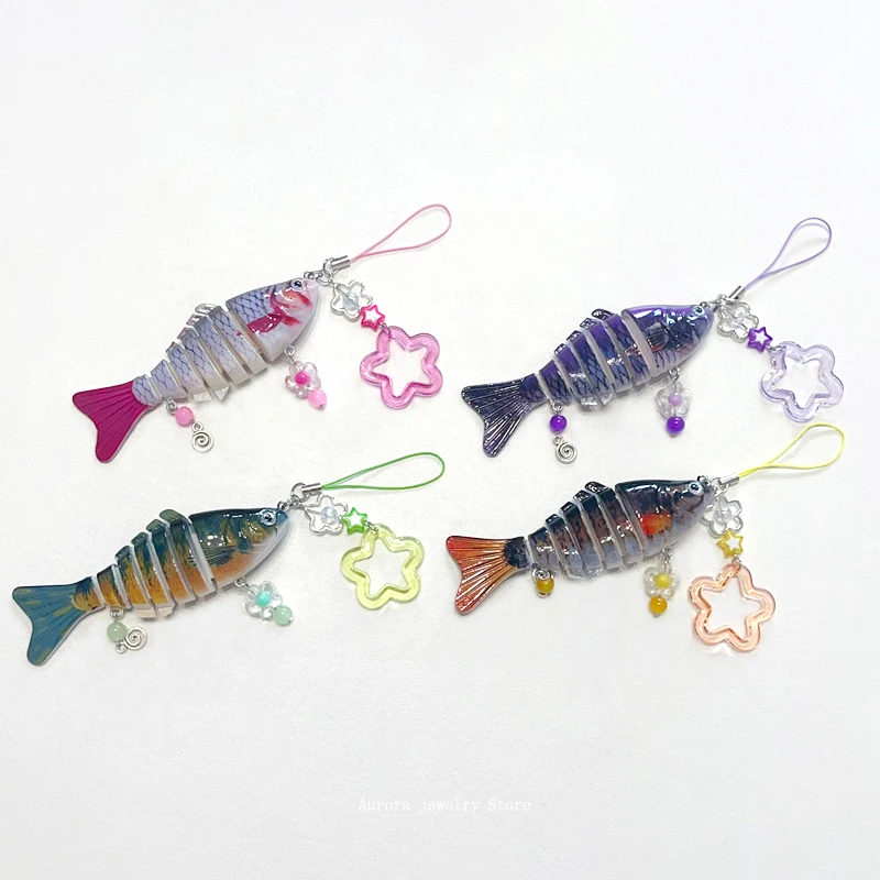 Fish Lure Keychain, Handmade Small Fish phone charm, Cute Fish Bag Charm, Gift for Her, Back to School