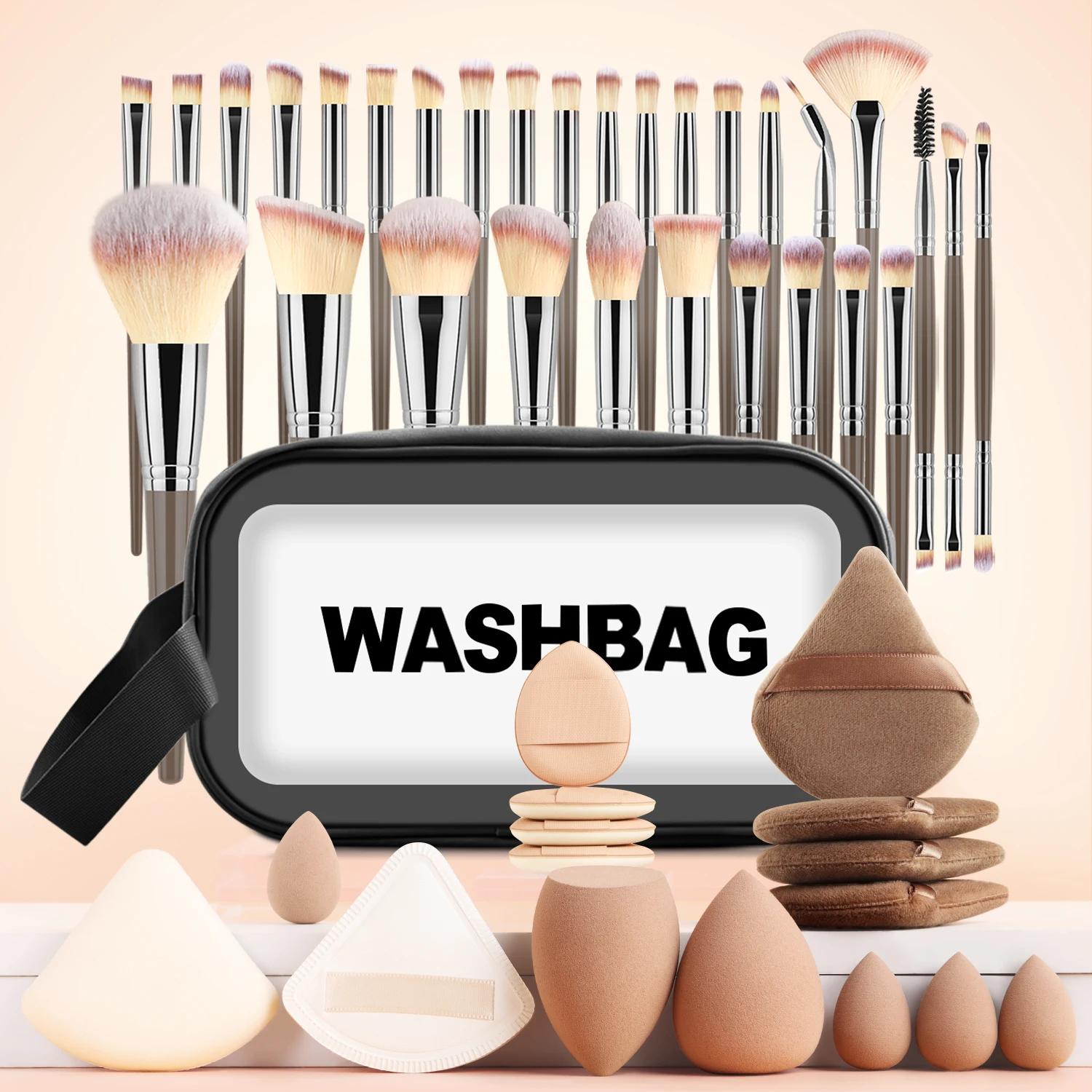 47 piece makeup tool set thumb cushion powder puff makeup sponge washing bowl hand-held storage bag portable complete set of too