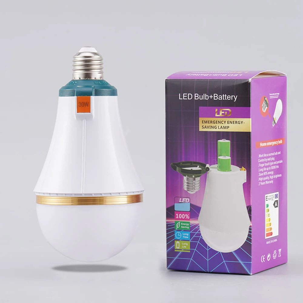 LED Emergency Bulb with Removable 18650 Outdoor Camping Rechargeable Bulb Power Supply AC 85-265V 18650 Battery Lighting 8 Hours