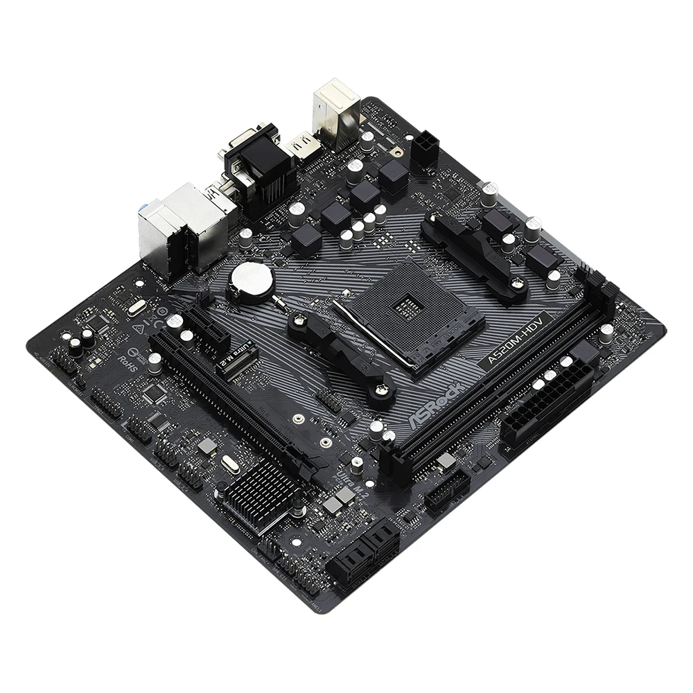 ASRock A520M-HDV マザーボード AMD A520 AMD対応 5950X 5800X3D 5700X 5600X 5600G CPU 4xDDR4 Micro ATX AM4 マザーボード