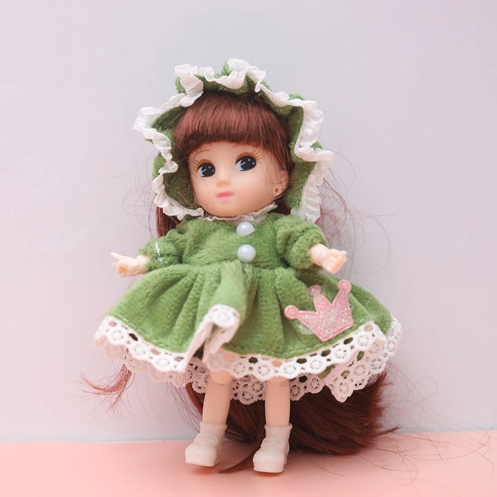 Muñecas ob11 de 12cm, conjunto completo, muñeca BJD min bonita, muñecas articuladas, pelo largo, ojos azules, juguete bjd, juguetes de vestir para niña pequeña, regalo para niñas