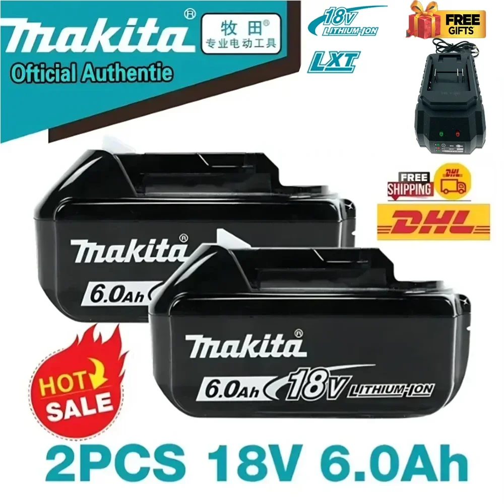 

Makita 18V 6.0Ah Rechargeable Battery for Makita Power Tools with LED Li-ion Replacement LXT BL1860 BL1850 18v 6A 6000mAh