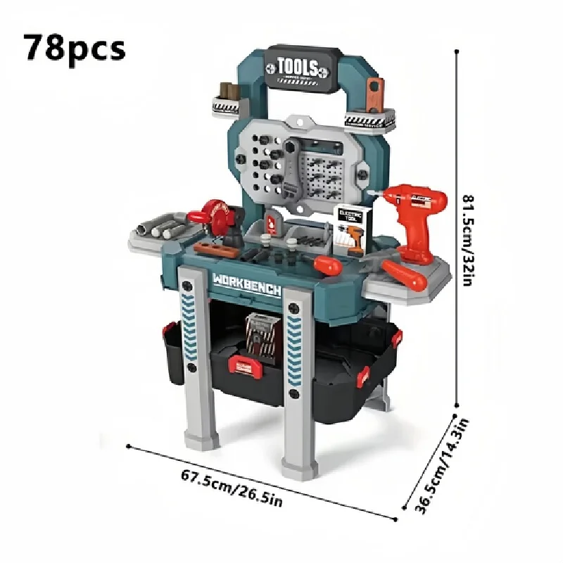 전동 드릴과 톱 도구 세트, 드라이버 포함, 소년들을 위한 역할 놀이 학습용 토이 키트