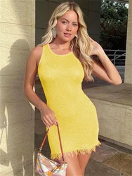 Tossy See-Through Fashion Sexy Mini Dress For Women Sleeveless Hollow Out High Waist 2024 Bodycon Dress Female Y2k Party Dress