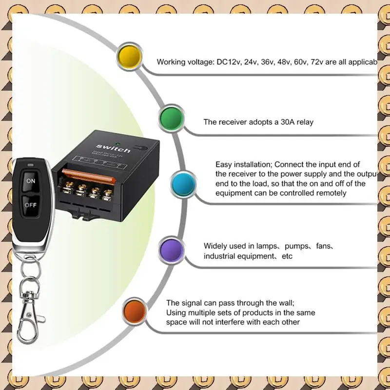 A003 2X 12V Fernbedienung Schalter mit 30A Relais, DC 72V 60V 48V 36V 24V 12V Drahtlose Schalter Für Lichter, Lampen, Fans