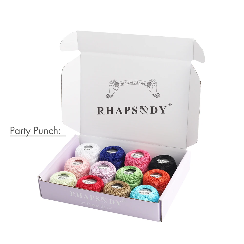 Rhapsody-Größe # 8 Perlen-Baumwoll-Häkelfaden-Stickerei, doppelt merzerisierte lange Stapel, ägyptische Baumwolle, NEUE FARBEN, 12 Bälle pro Box – Detail 14