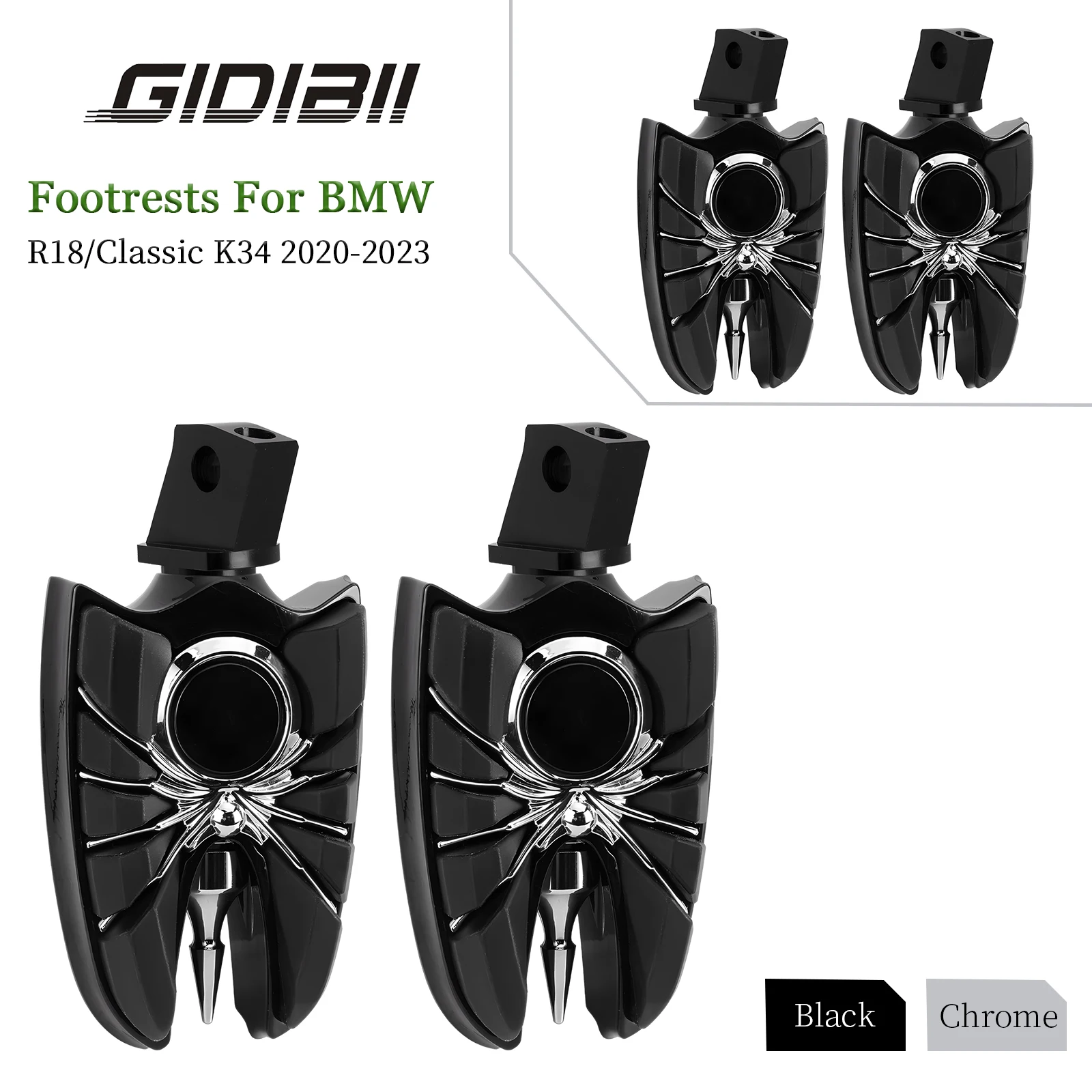 

Black/Chrome Motorcycle Custom Pedals For BMW R18/Classic K34 Front Footrest Rider Footpegs Wide Pedal 2020 2021 2022 2023