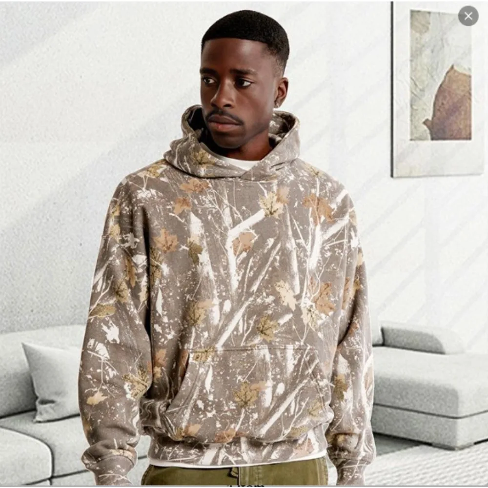 Autumn Men and Women with The Same Hoodie Hot Selling Long-sleeved Camouflage Jungle Maple Leaf Branch Pattern 3D Printed Hoodie