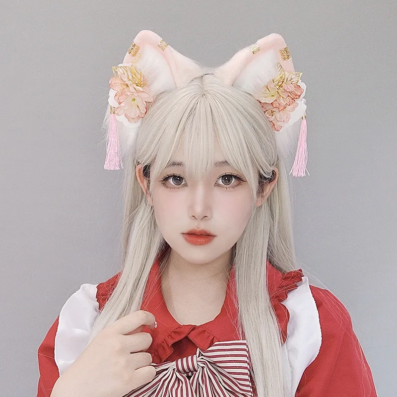 Lolita Cosplay Kopf bedeckung Kawaii rosa Katzen Ohren Kopfschmuck Anime Zubehör japanischen Stil Stirnband Animation Ausstellung Requisiten