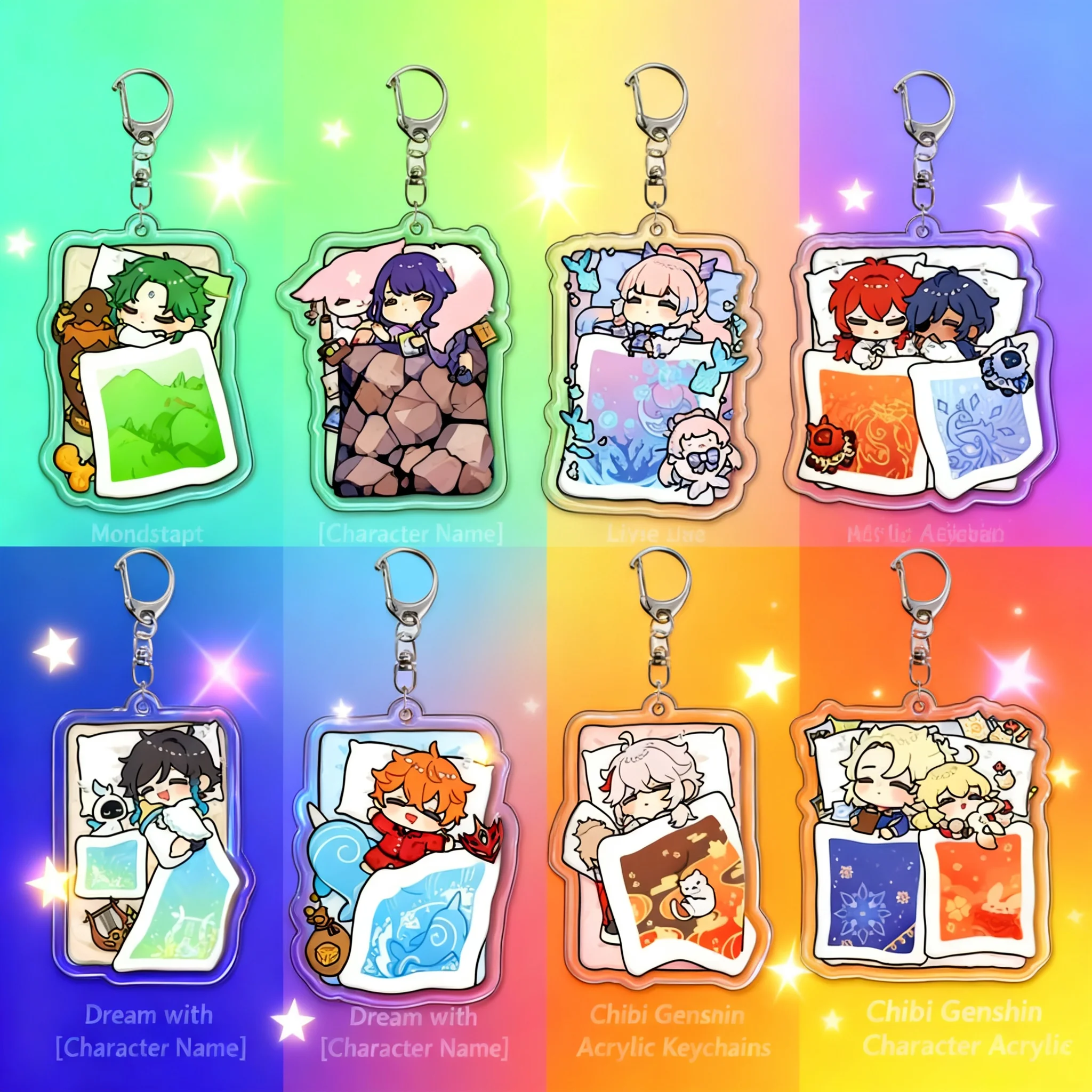 

Genshin Impact Venti Klee Sucrose Mona Acrylic Keychain Game Accessories Cross Border Ready Stock Anime Merchandise Gift for