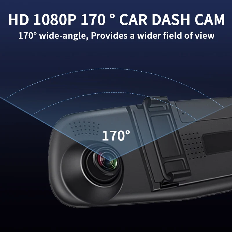 1080P Dual Lens Mirror Dash Cam, 4.5