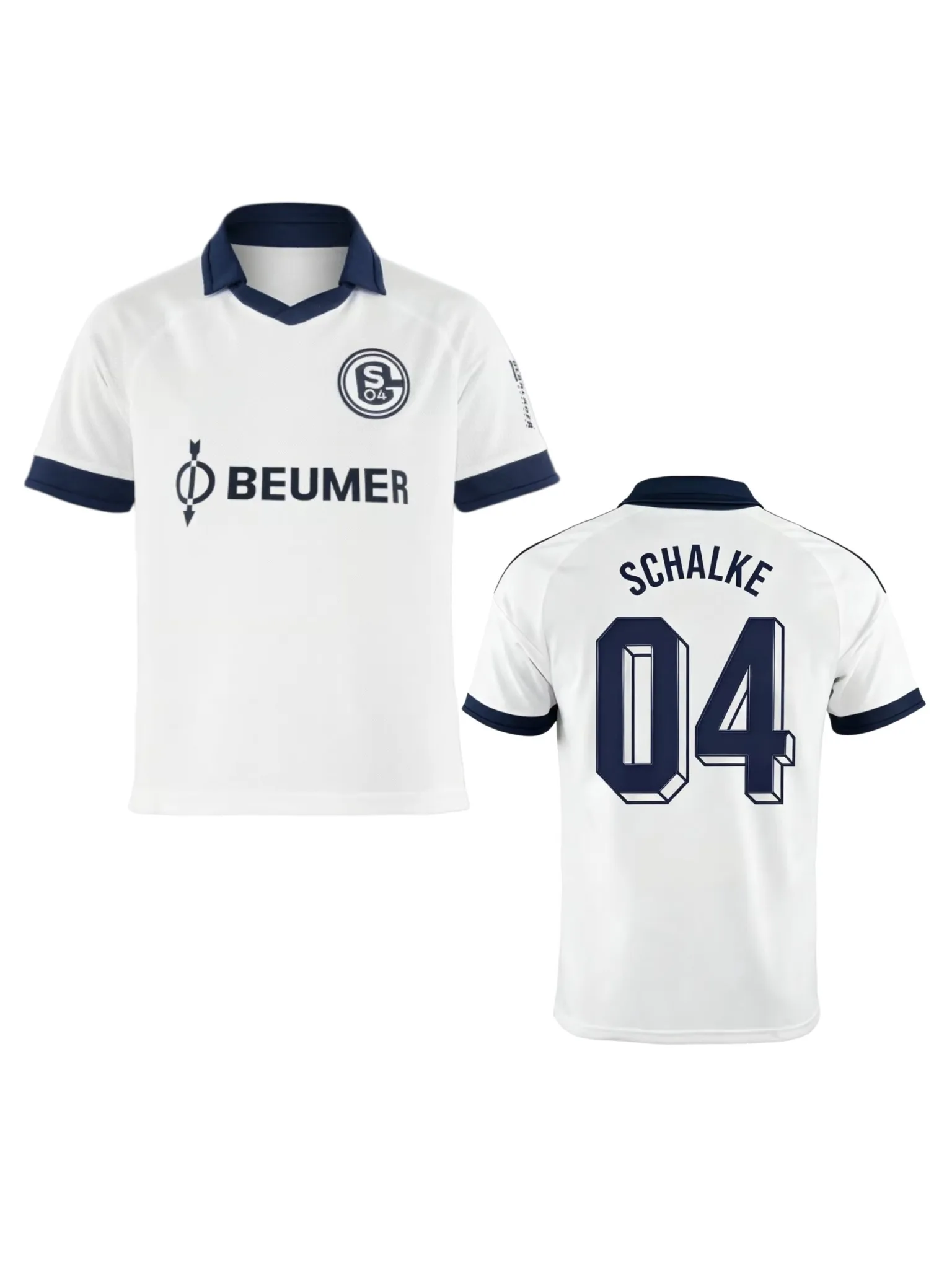 2026/27 Schalke Vintage-Kragen Fußballtrikot, Herren Sommer Neues Polokragen-Sportshirt, Atmungsaktiv und Schnelltrocknend